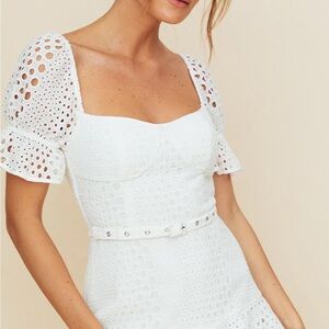 Elegant White Eyelet Dress